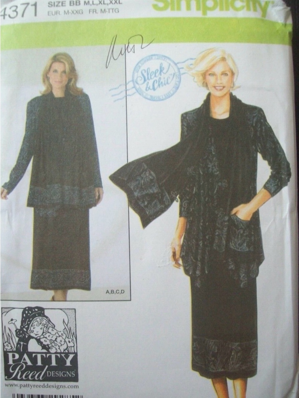 Vintage Simplicity Pattern 4371 Top Skirt Jacket Scarf 
Size M-XXL 
UNCUT NEW